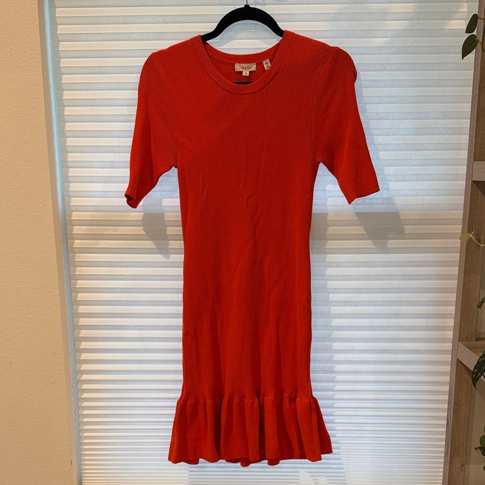 A.L.C. Vibrant Orange Ribbed Knit Top